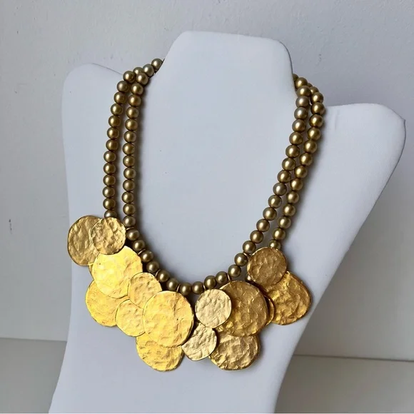 Vintage Kenneth Jay Lane Multi-Strand Coin Statement Necklace - Picture 6 of 10